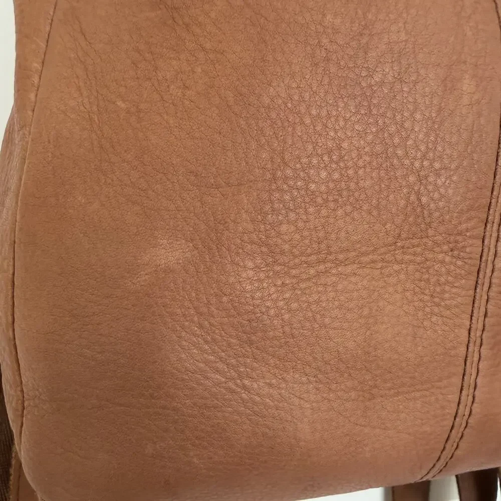 American Leather Company Co Cognac Brown Leather Backpack Purse Bag Day Trip